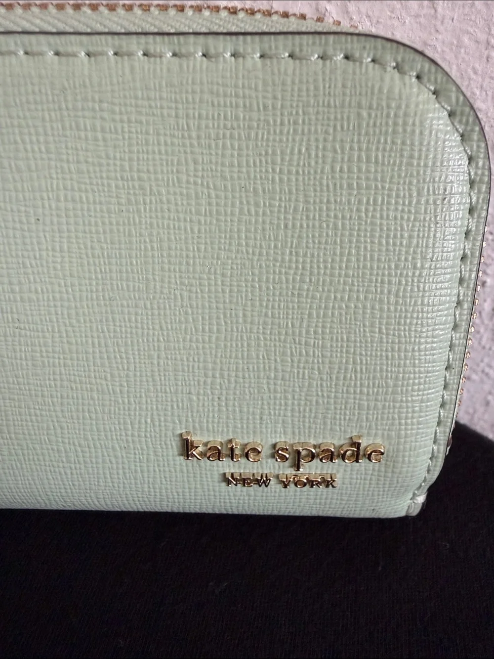 Kate Spade Mint Zip Around Continental Wallet with Gold Logo